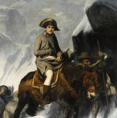 Bonaparte à cheval traversant les Alpes sous la neige