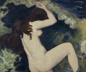 Femme nue dans une vague
