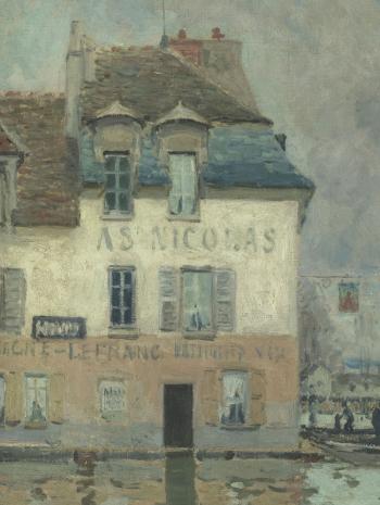 Alfred Sisley (1839-1899), L’Inondation à Port-Marly. Détail de la maison du marchand de vin. 1876, peinture (huile sur toile), 60 × 81 cm. Paris, musée d’Orsay