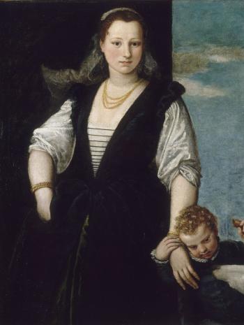 Paolo Caliari, dit Véronèse (1528-1588), Femme avec un enfant et un chien. XVIe siècle, peinture (huile sur toile), 115 × 95 cm. Paris, musée du Louvre, INV 149